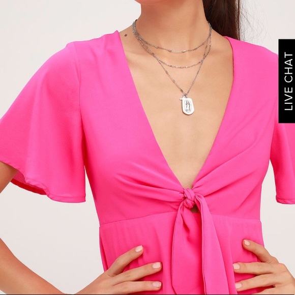 NWT Fuschia/ hot pink tie front skater dress - Picture 4 of 5